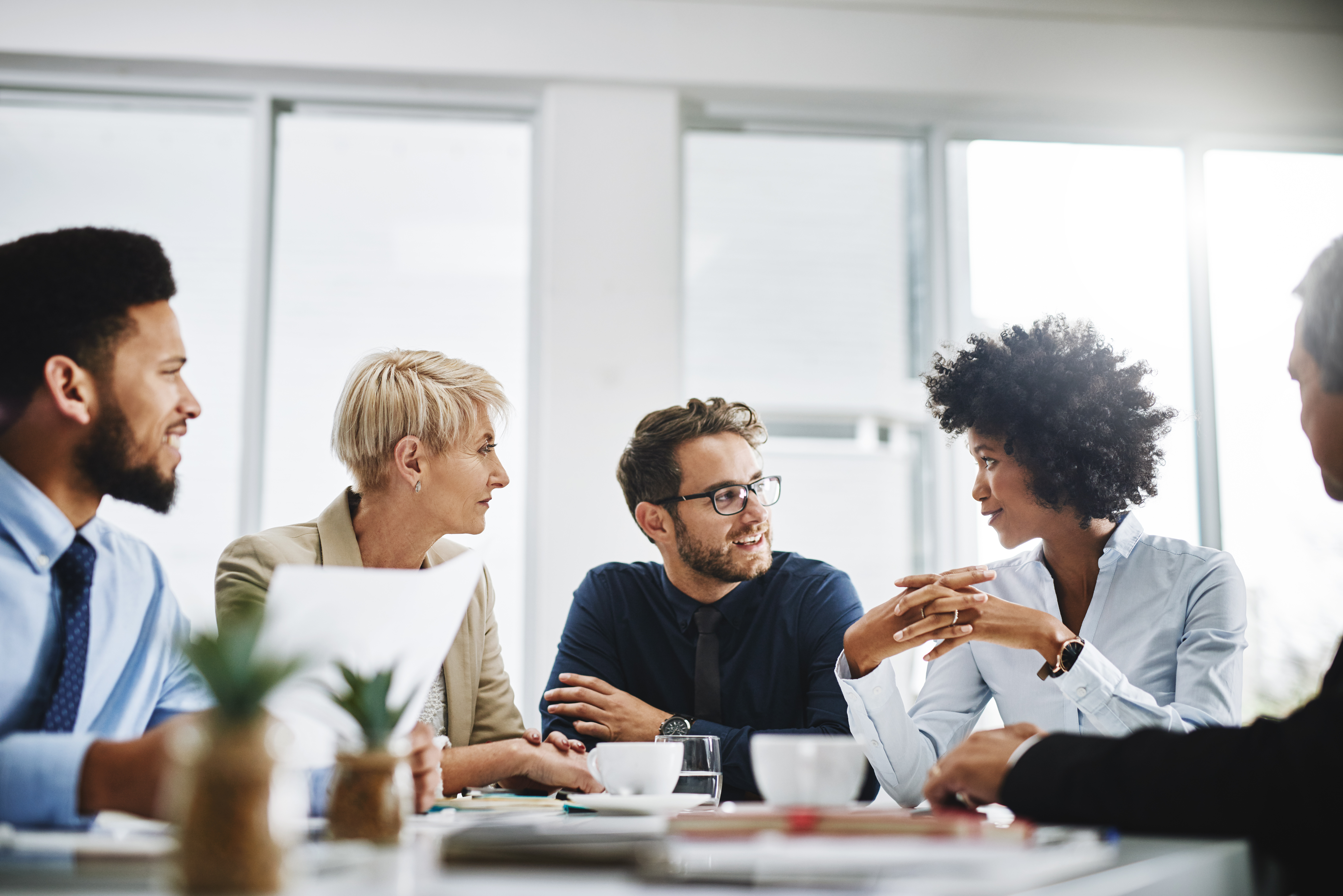 Group of diverse people talking