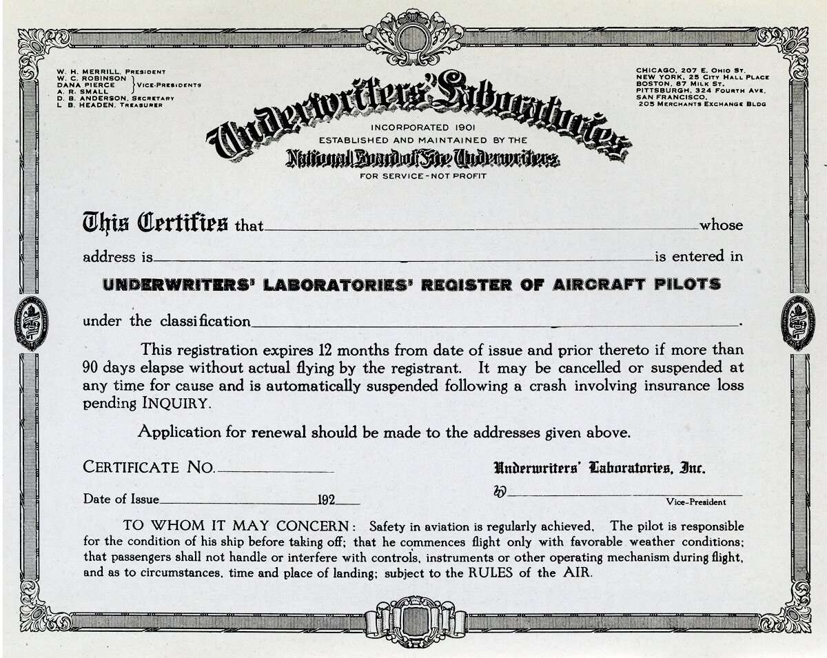 UL Pilot Certificate | UL Archives 