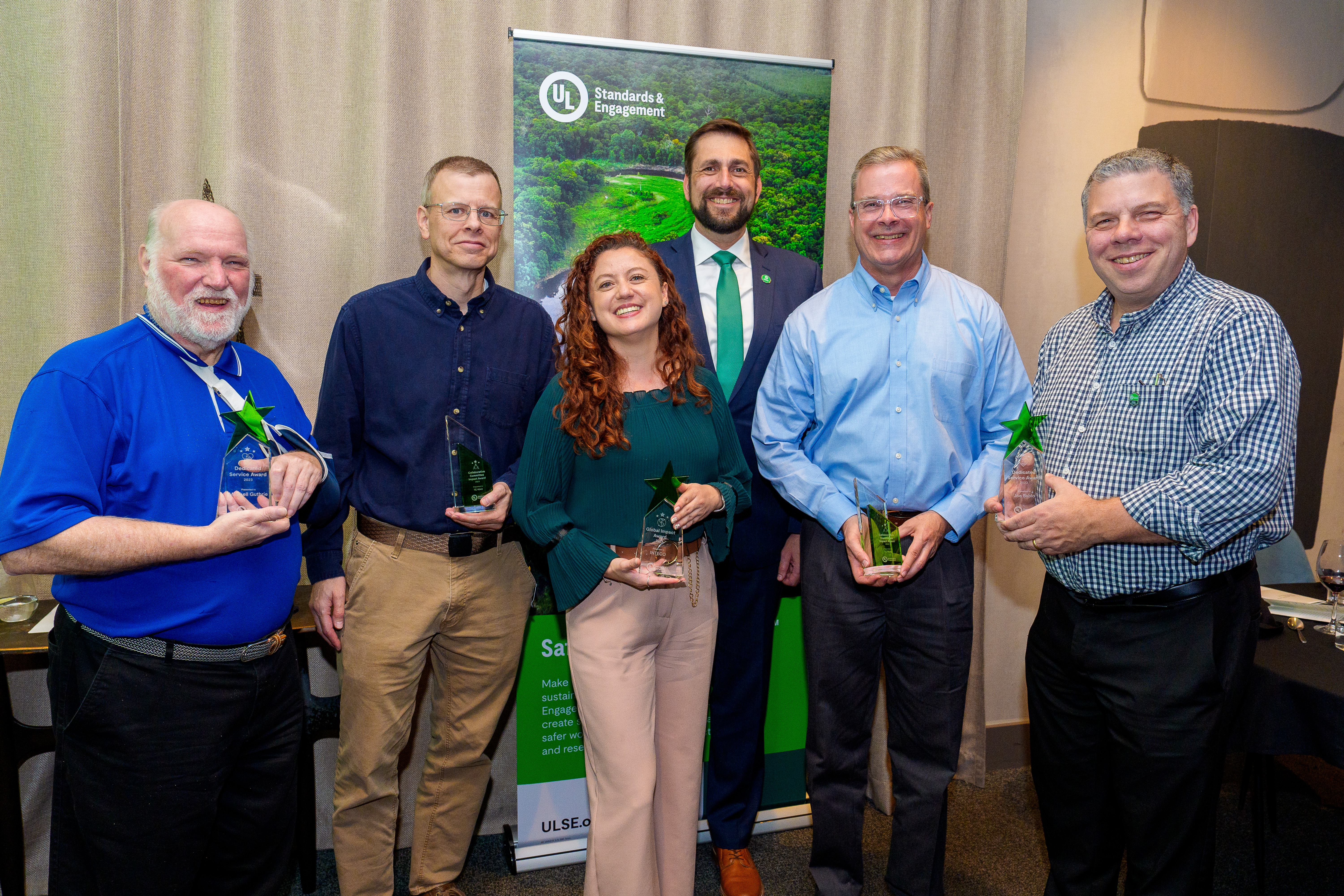 From left to right: Mitchell Guthrie, Scott Lang, Marbeth Delgado, George A. Borlase, Karl Schuetze, Joe Bablo 