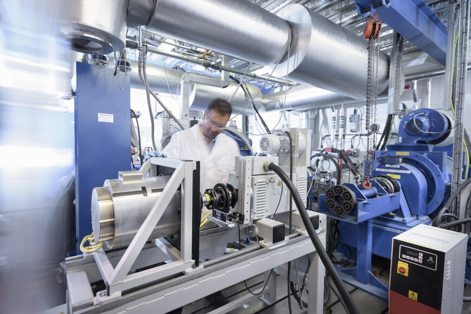 Engineer testing EV Batteries in a Laboratory/Manufacturing facility