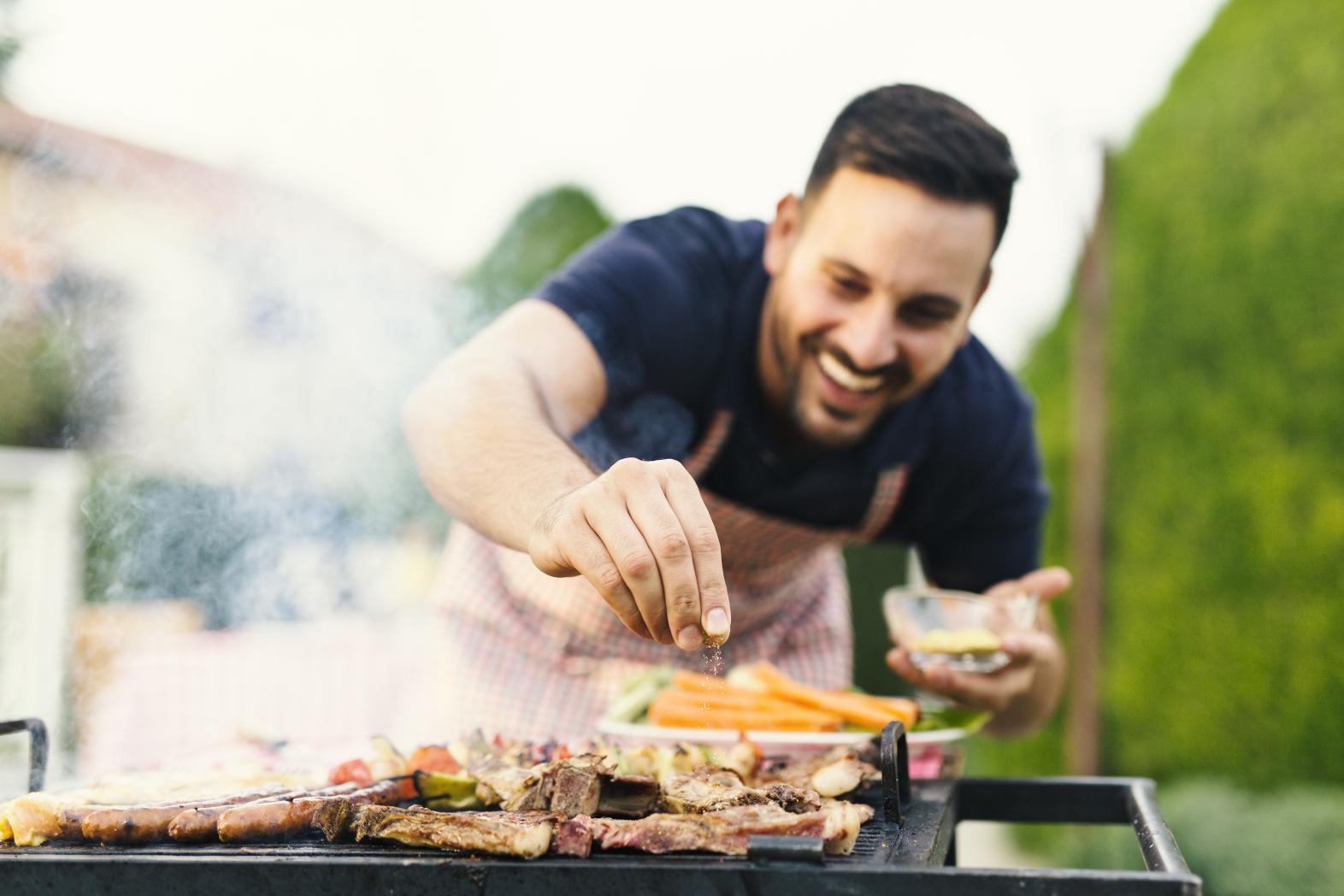 Man grilling outdoors