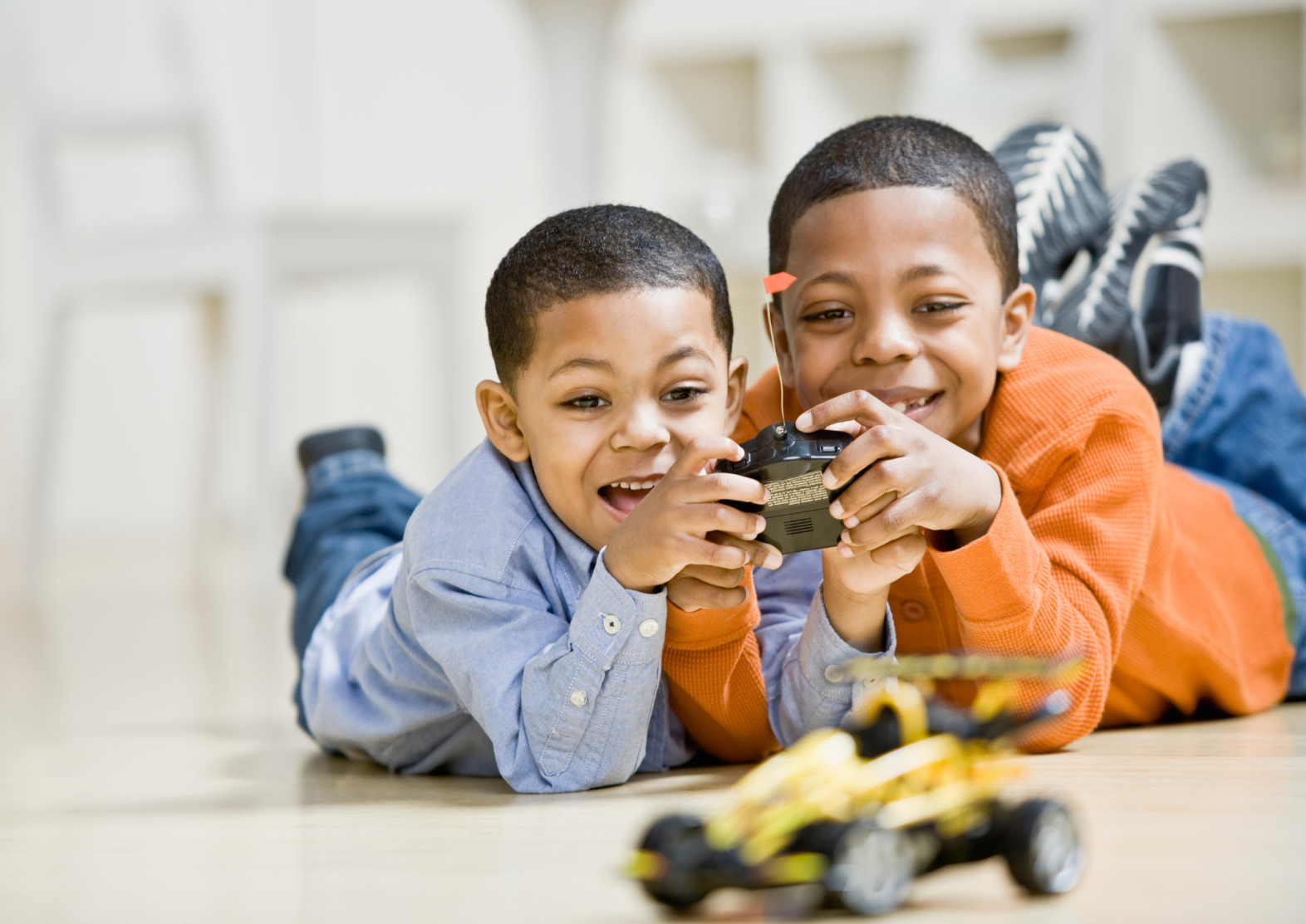 Kids playing with electric car