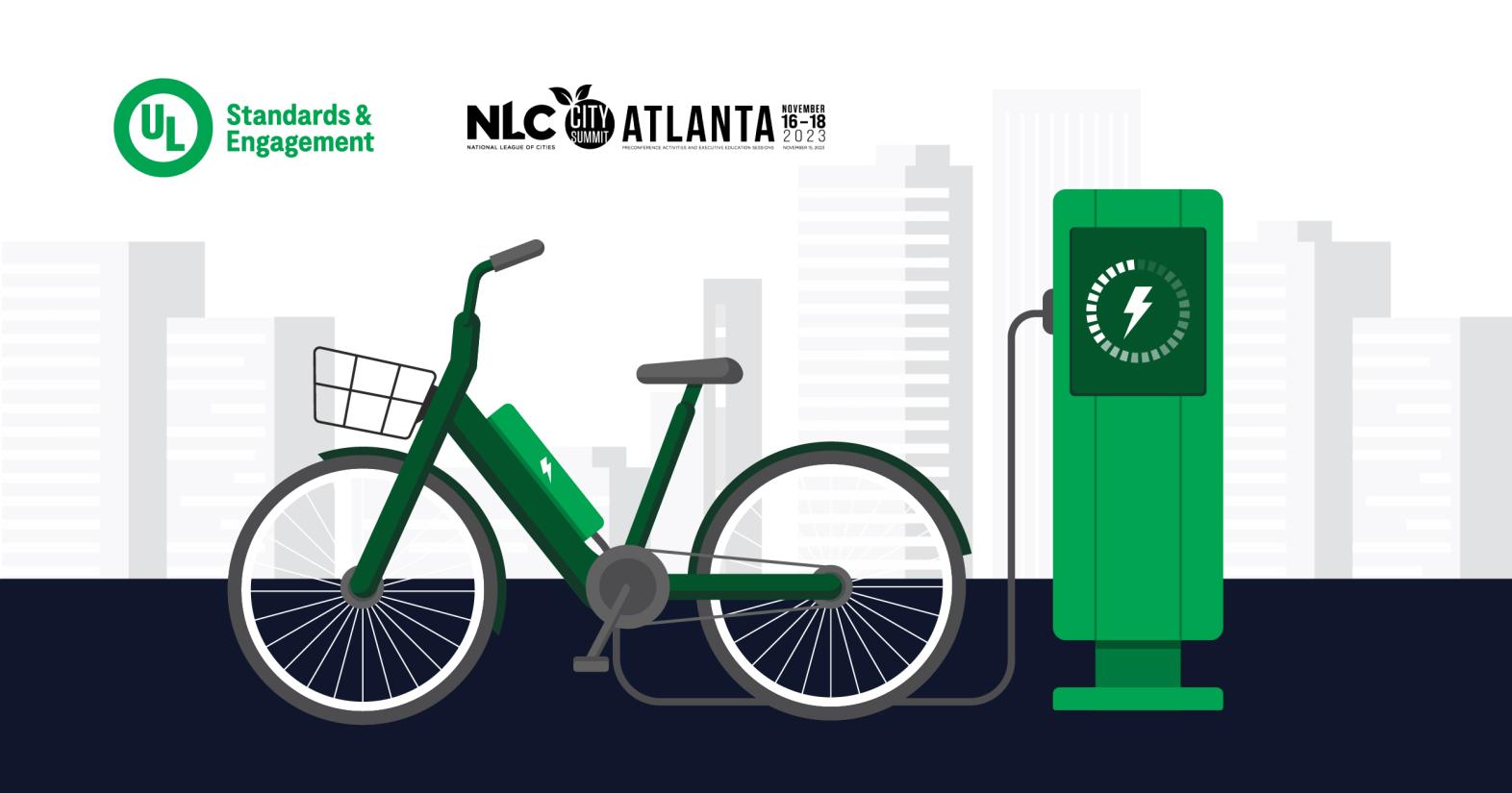 Cartoon of an e-bike charging