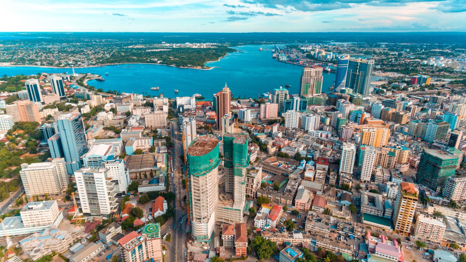 Aerial view of a major African city.