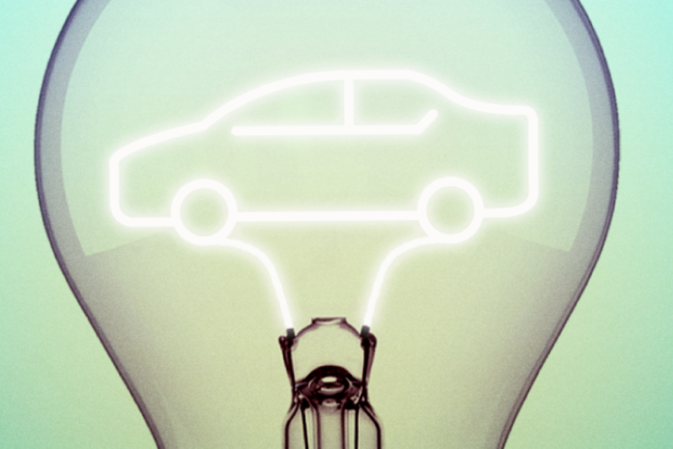 Image of a glowing vehicle outlined in a lightbulb filament 