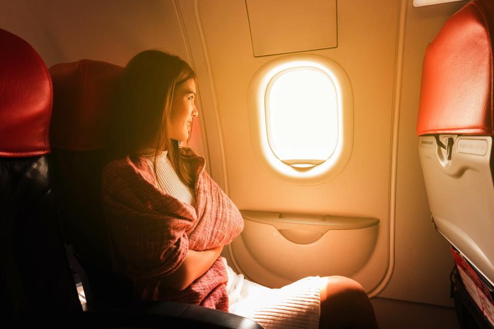 Woman on plane