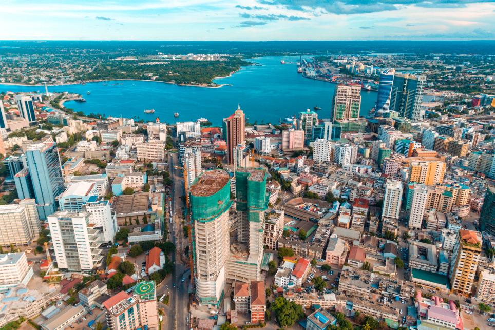 Aerial view of a major African city.