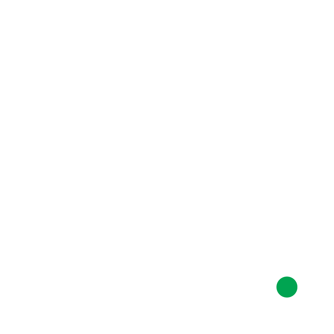 White outlined gears and a magnifying glass overlap on a light grey background. A small solid green circle is at the lower right, partially inside the magnifying glass outline.