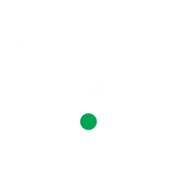 A small solid green circle is centered near the bottom of a white background.