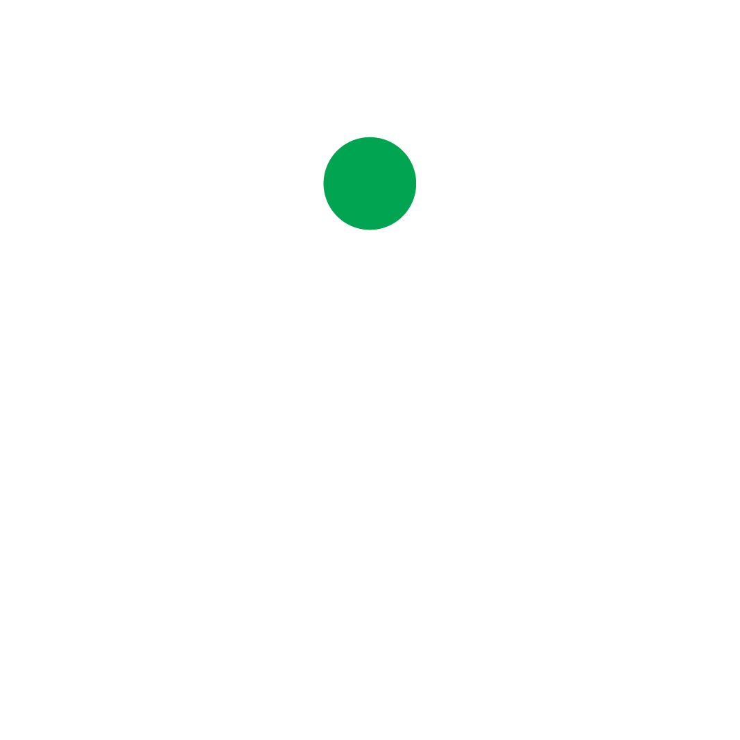 A simple graphic of a white gift box with four square segments, a green circle at the top center, and two white loops forming a bow on a light gray background.